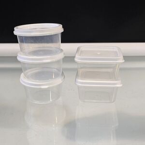 5 Miniature Plastic Storage Containers with Lids Crafts Room Kitchen Organizing